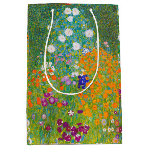 Vintage-Gustav-Klimt-Häuslicher-Garten-Blumenkunst Mittlere Geschenktüte