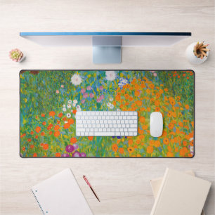 Vintage-Gustav-Klimt-Häuslicher-Garten-Blumenkunst Schreibtischunterlage