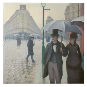 Vintage Gustave Caillebott Pariser Straße Regentag Fliese