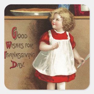 Vintage gute Wünsche für Thanksgiving Quadratischer Aufkleber