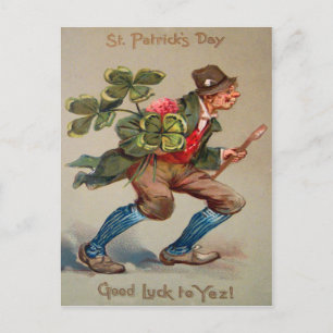 Vintage Guy Pfeife Shamrock Glück St. Patrick's Da Postkarte