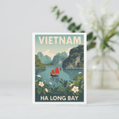 Vintage Ha Long Bay Postkarte (Stehend Vorderseite)