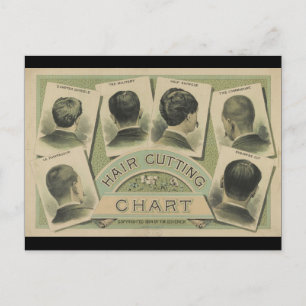 Vintage-Haarschnitt-Diagramm (1884) Postkarte