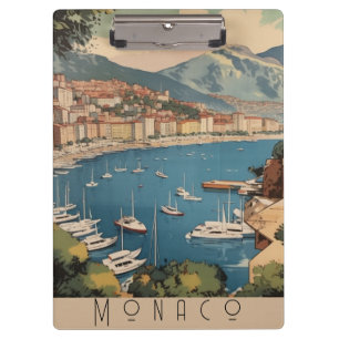 Vintage-Hafen von Monaco Reise Szene Benutzerdefin Klemmbrett
