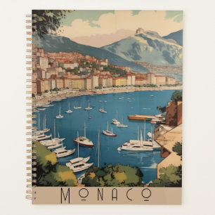 Vintage-Hafen von Monaco Reise Szene Benutzerdefin Planer