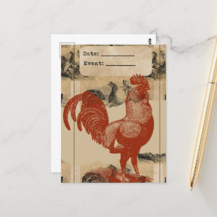 Vintage-Hahn-Collage Postkarte