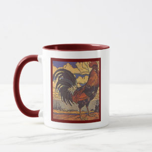 Vintage-Hahn-Farm-Retro-Land-Illustration Tasse