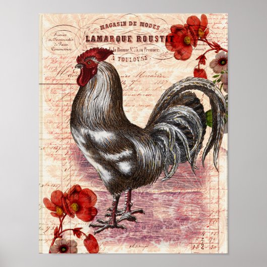 Vintage Hahn Florale Ephemera Poster (Vorne)