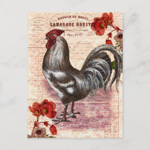 Vintage Hahn Florale Ephemera Postkarte