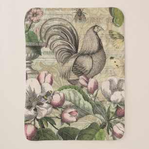 Vintage Hahn Garten Collage Kunst: Französisches L Sherpadecke