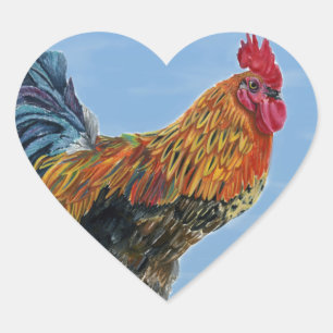 Vintage Hahn Himmel Anpassen Tier Huhn Herz-Aufkleber