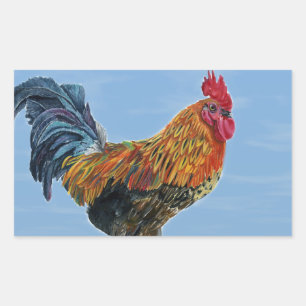 Vintage Hahn Himmel Anpassen Tier Huhn Rechteckiger Aufkleber