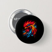 Vintage Hahn Hühnerkampf Enthusiast Bemalt _ Button (Vorne & Hinten)