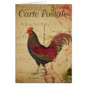 Vintage Hahn Postkarten Collage leer innen