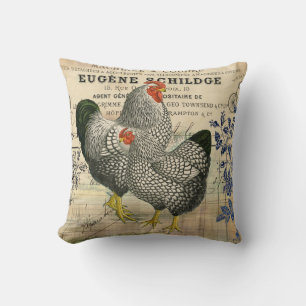 Vintage Hahn und Huhn Ephemera Kissen