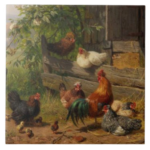 Vintage Hahn und Hühner Heimdekoration Fliese