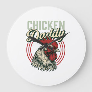 Vintage-Hähnchen-Daddy-Hahn-Shirt-Design_1 Große Wanduhr