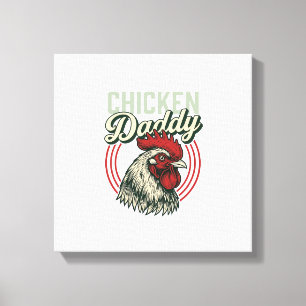 Vintage-Hähnchen-Daddy-Hahn-Shirt-Design_1 Leinwanddruck
