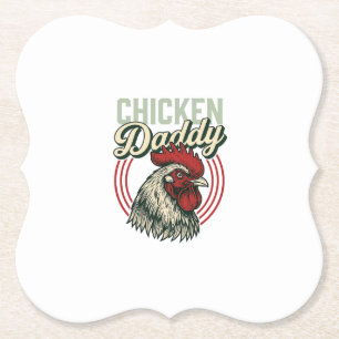 Vintage-Hähnchen-Daddy-Hahn-Shirt-Design_1 Untersetzer