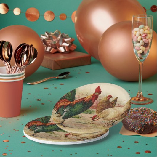 Vintage Hähnchentuppe, beliebig Party Pappteller (Multi)