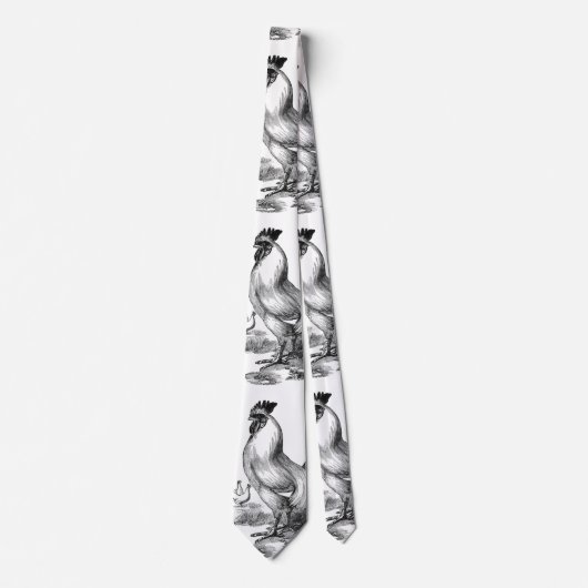Vintage Hahnillustration Krawatte (Vorderseite)