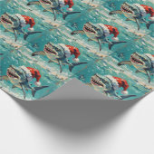 Vintage-Hai mit Weihnachtsmannmütze Weihnachtskuns Geschenkpapier (Ecke)