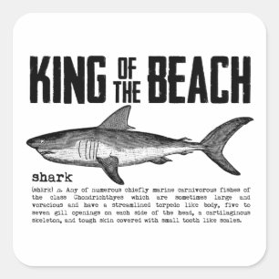 Vintage-Hai-Strand-König Quadratischer Aufkleber
