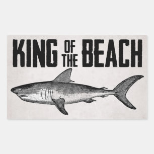 Vintage-Hai-Strand-König Rechteckiger Aufkleber