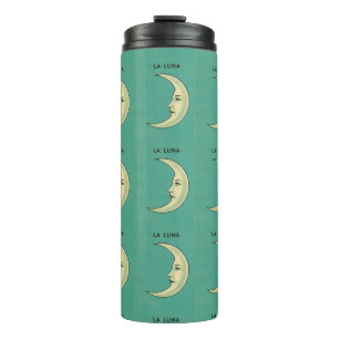 Vintage-Halbmond La Luna Türkis und Gelb Thermosbecher