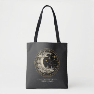 Vintage-Halbmond mit Wolken, Retro-Victorianisch Tasche
