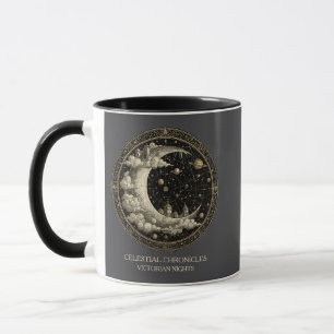 Vintage-Halbmond mit Wolken, Retro-Victorianisch Tasse