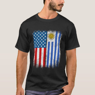 Vintage-Hälfte Uruguay-amerikanische Flagge Urugua T-Shirt