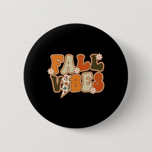 Vintage Hallo Herbst Floral Groovy Herbst Stimmung Button
