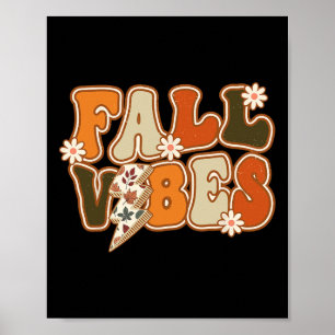 Vintage Hallo Herbst Floral Groovy Herbst Stimmung Poster
