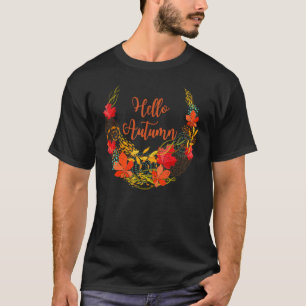 Vintage Hallo Herbst Florales Blatt Herbst Design T-Shirt