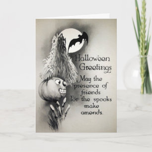 Vintage Halloween-Amends-Karte Feiertagskarte