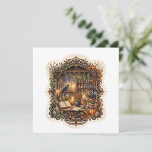 Vintage Halloween Apotheke Hexe Rabe Karte