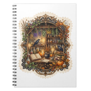 Vintage-Halloween-Apotheke-Hexe-Rabe Notizblock