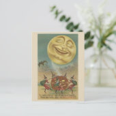 Vintage Halloween Art - Lachen Moon Postkarte (Stehend Vorderseite)