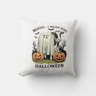 Vintage-Halloween-Bauernhofkuh Kissen