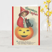 Vintage Halloween-Begrüßung Karte (Gelbe Blume)