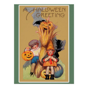 Vintage Halloween-Begrüßung Poster