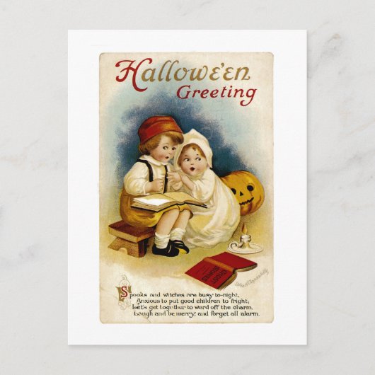 Vintage Halloween-Begrüßung Postkarte (Vorderseite)