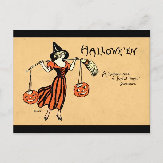 Vintage Halloween-Begrüßung Postkarte (Vorderseite)