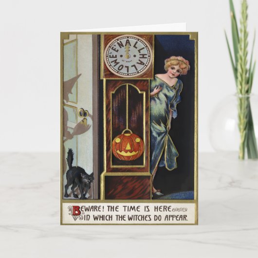 Vintage Halloween-Begrüßungskarte Feiertagskarte (Vorderseite)