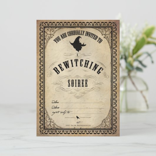 Vintage Halloween Bewitching Soiree Einladung (Stehend Vorderseite)