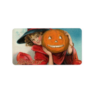 Vintage-Halloween-Bild auf einem Versandetikett Adressaufkleber