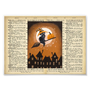 Vintage-Halloween-Bild auf einer alten Wörterbuchs Fotodruck