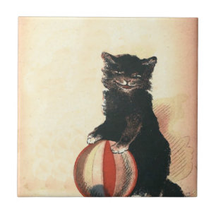 Vintage HALLOWEEN Black Cat Fliese
