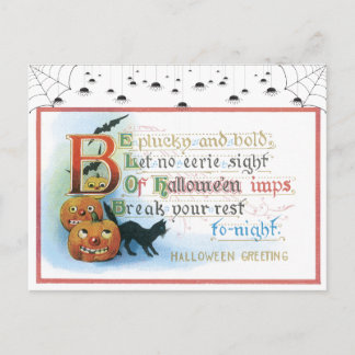 Vintage Halloween Black Cat Postcard Postkarte